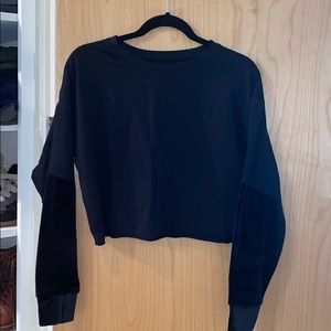 DANSKIN cropped sweatshirt + faux suede sleeves